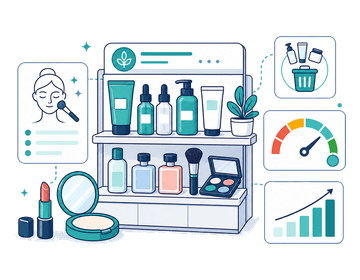 Illustrated cosmetic shop business-theme artwork.