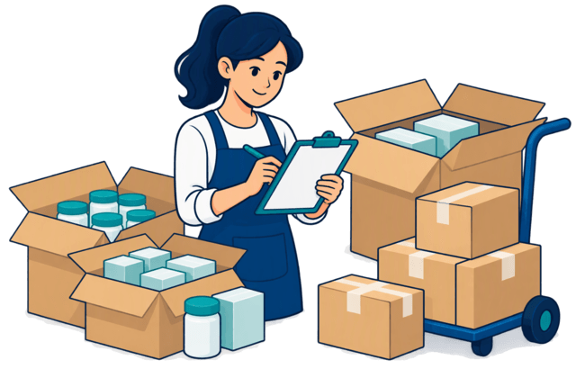 A marketplace seller reviews a new supplier order beside remaining stock and parcels still awaiting fulfilment, showing two stock commitments overlapping.